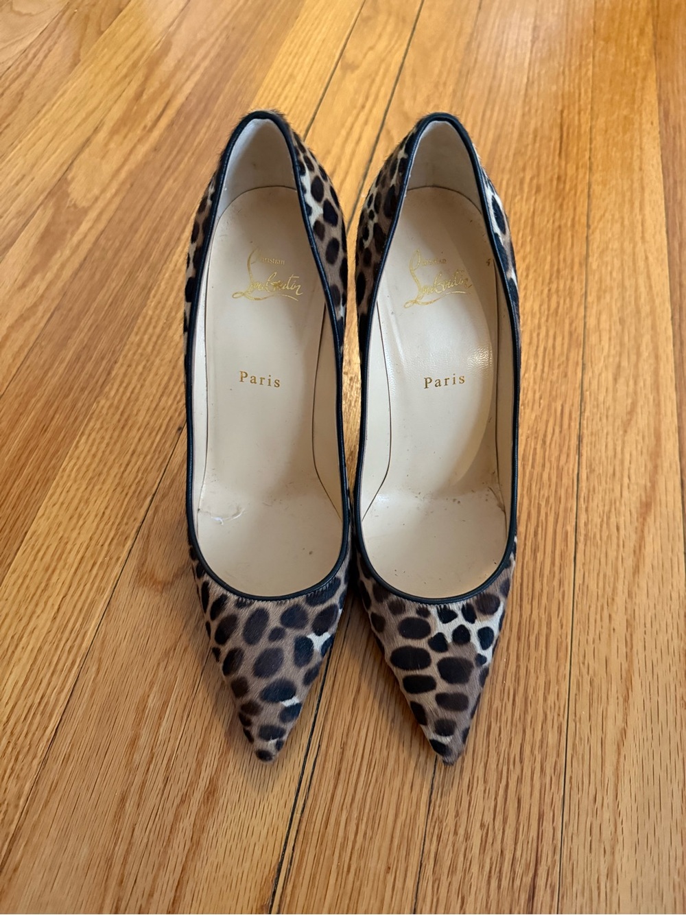 Christian Louboutin Kate 100 Fur Calf Pony Leopard Pumps Heels